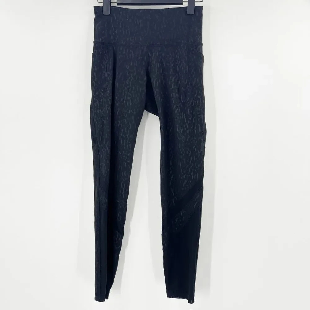 Old Navy Active Leapard Mesh Elevate Leggings Womens XS Black‎ Pull On High Rise